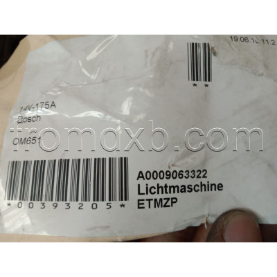 14V-175A Bosch Alternator A0009063322